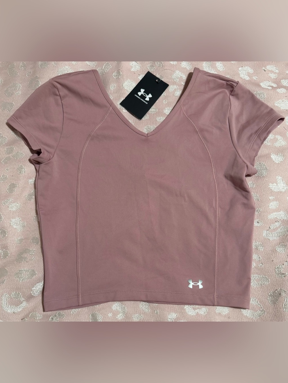 Under Armour Pink Short Sleeve Crop Top Size Small